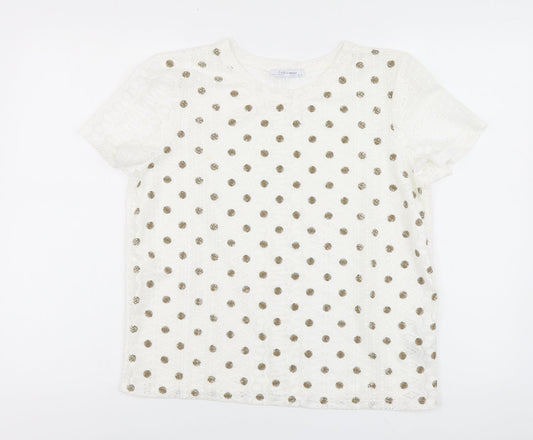 Womens UK Size L Zara White Basic Polo