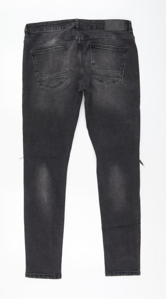 Mens UK Size 34 in Denim & Co. Regular Fit Skinny Grey Jeans