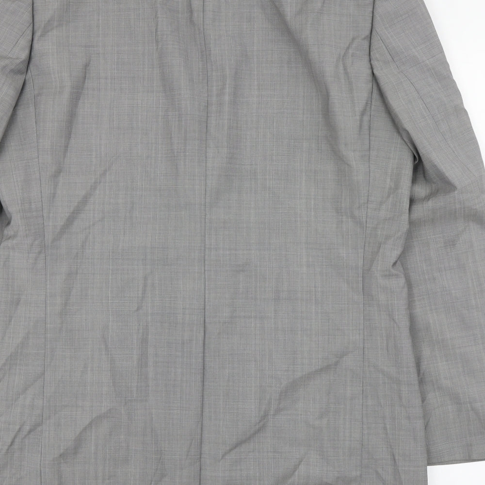 Bogart Mens Grey Plaid Wool Jacket Suit Jacket Size L