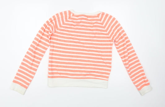 Gap Girls Pink Striped Polyester Pullover Sweatshirt Size 14-15 Years Pullover