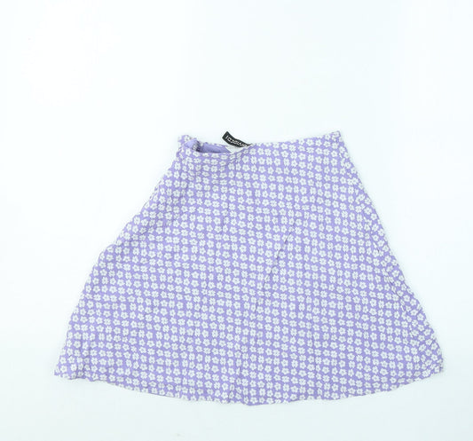 Divided by H&M Womens Purple Floral Polyester A-Line Skirt Size 6 Zip