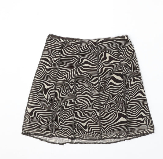 H&M Womens Multicoloured Geometric Polyester Skater Skirt Size XS