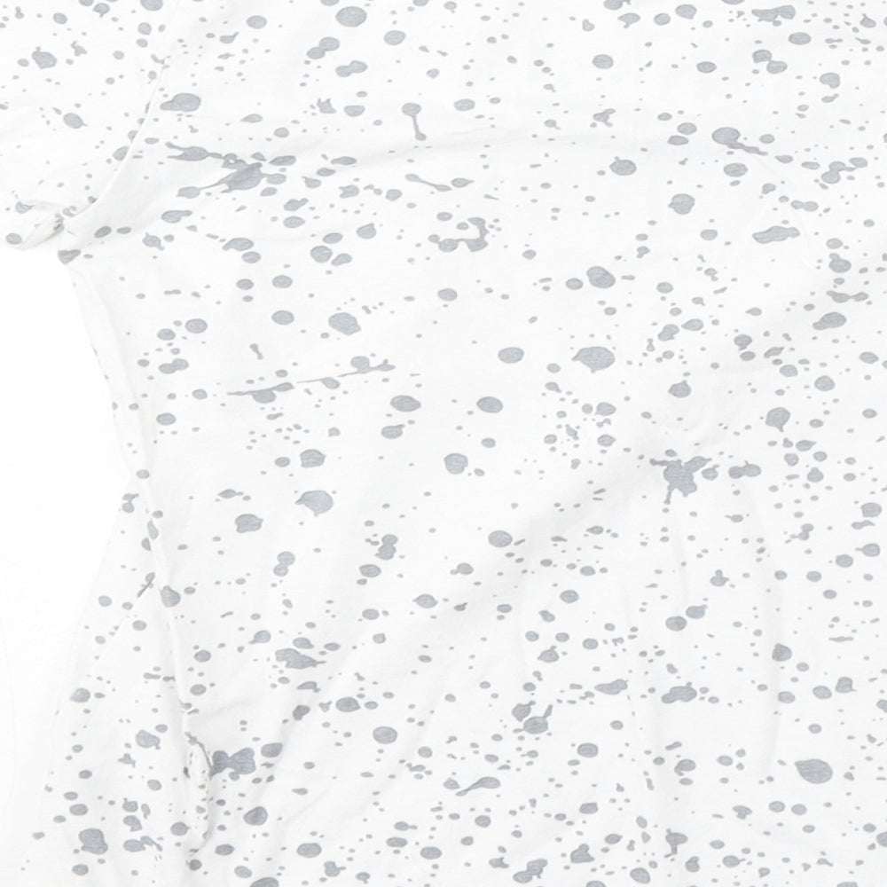 Pep&Co Boys White Geometric Cotton Basic T-Shirt Size 7-8 Years Round Neck - Paint Splatter, New Generation