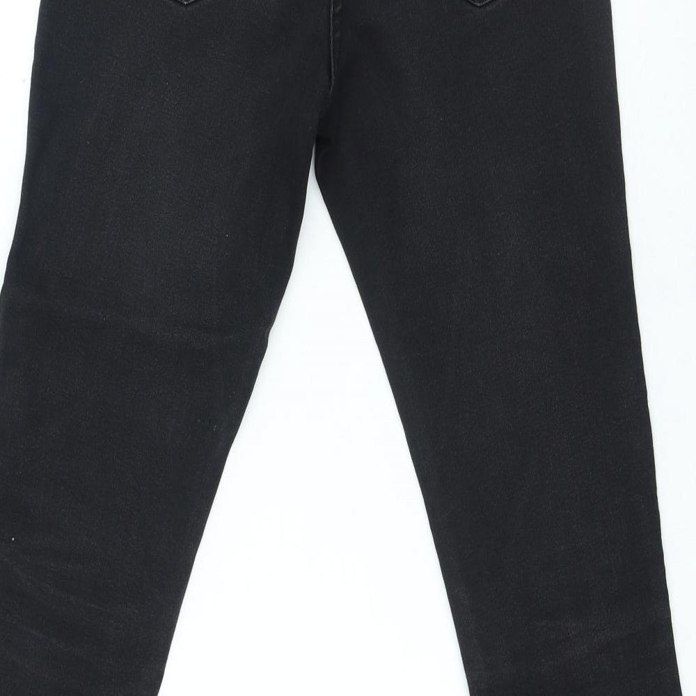 Debenhams Womens Black Cotton Straight Jeans Size 10 L25 in Regular Zip