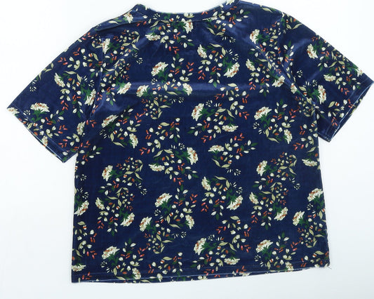 Womens UK Size 12 Cutie Blue Basic T-Shirt