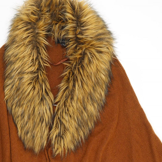 Primark Womens Brown V-Neck Acrylic Cape Jumper One Size