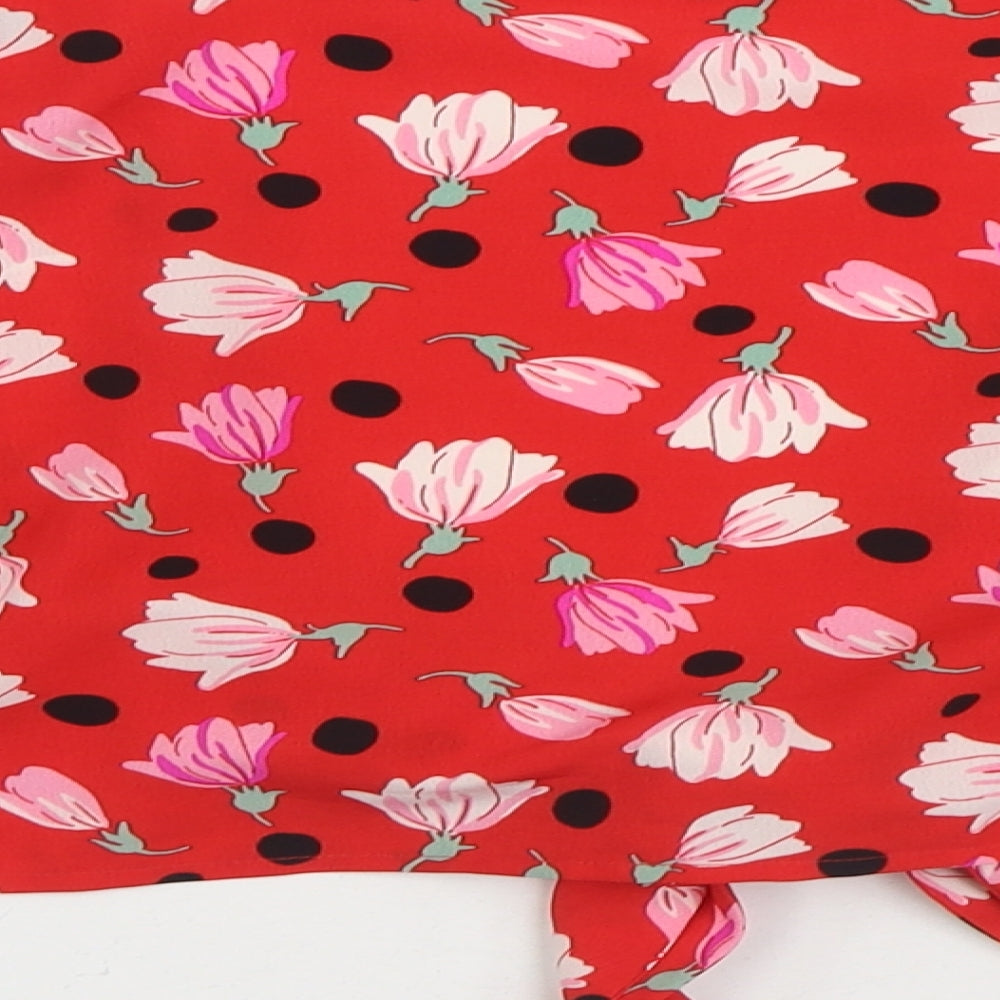 Womens UK Size 10 Topshop Red Wrap Blouse