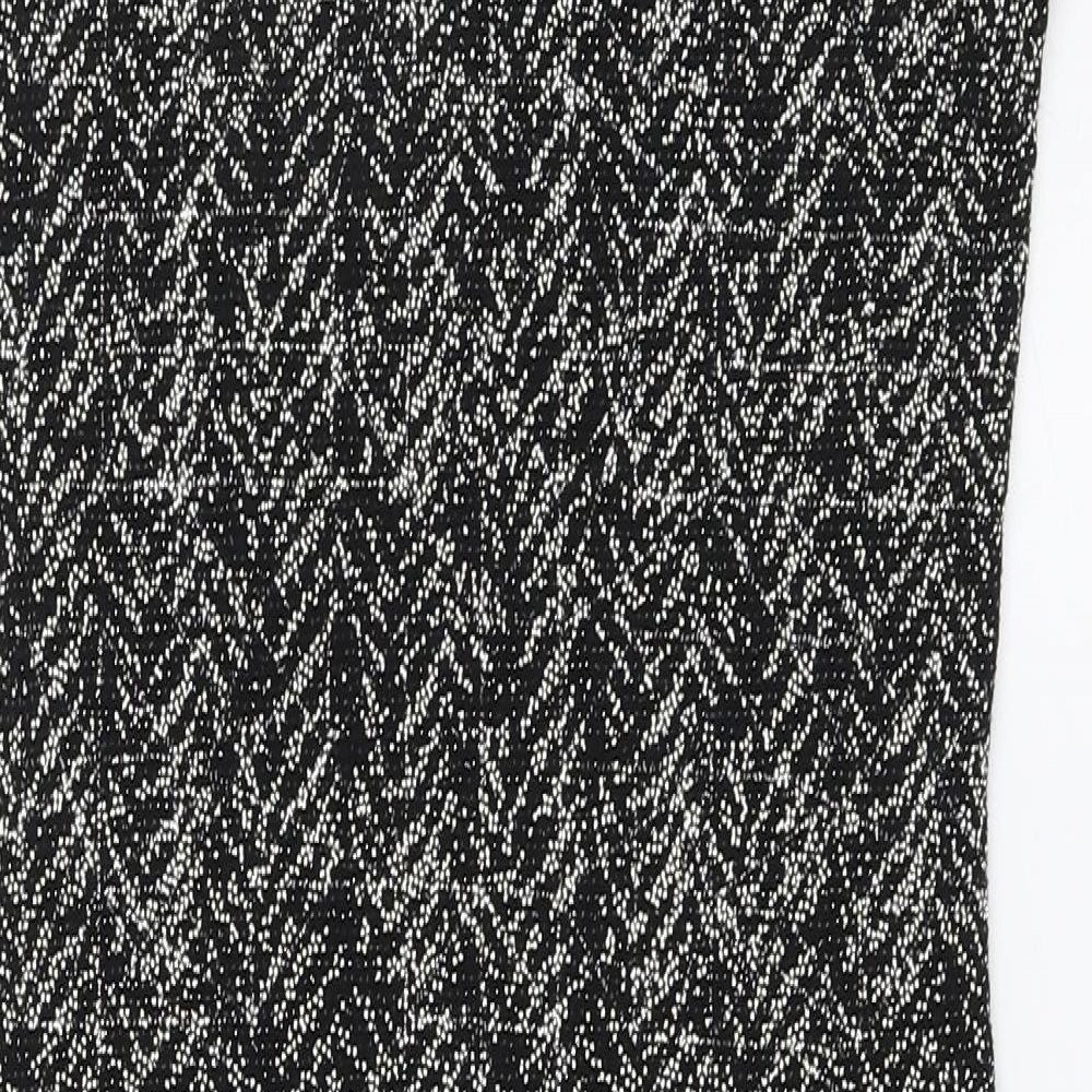 Quiz Womens Black Nylon A-Line Size 8 High Neck Button