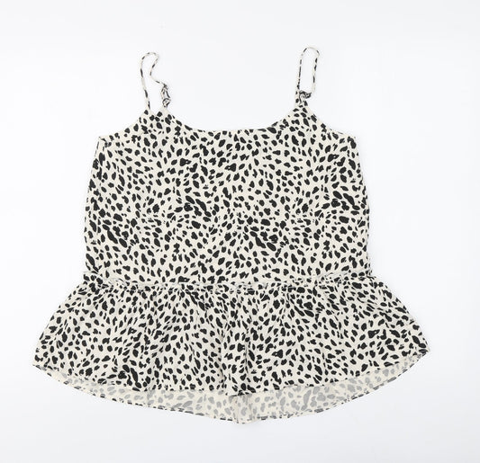 George Womens Beige Animal Print Viscose Basic Blouse Size 8 Round Neck - Cheetah Print