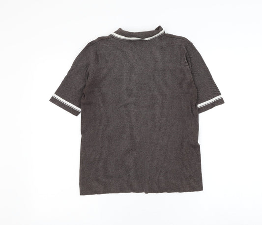 Gerry Weber Womens Brown Collared Polyester Pullover Jumper Size S