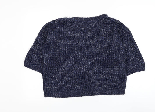 TU Womens Blue Round Neck Acrylic Pullover Jumper Size 14