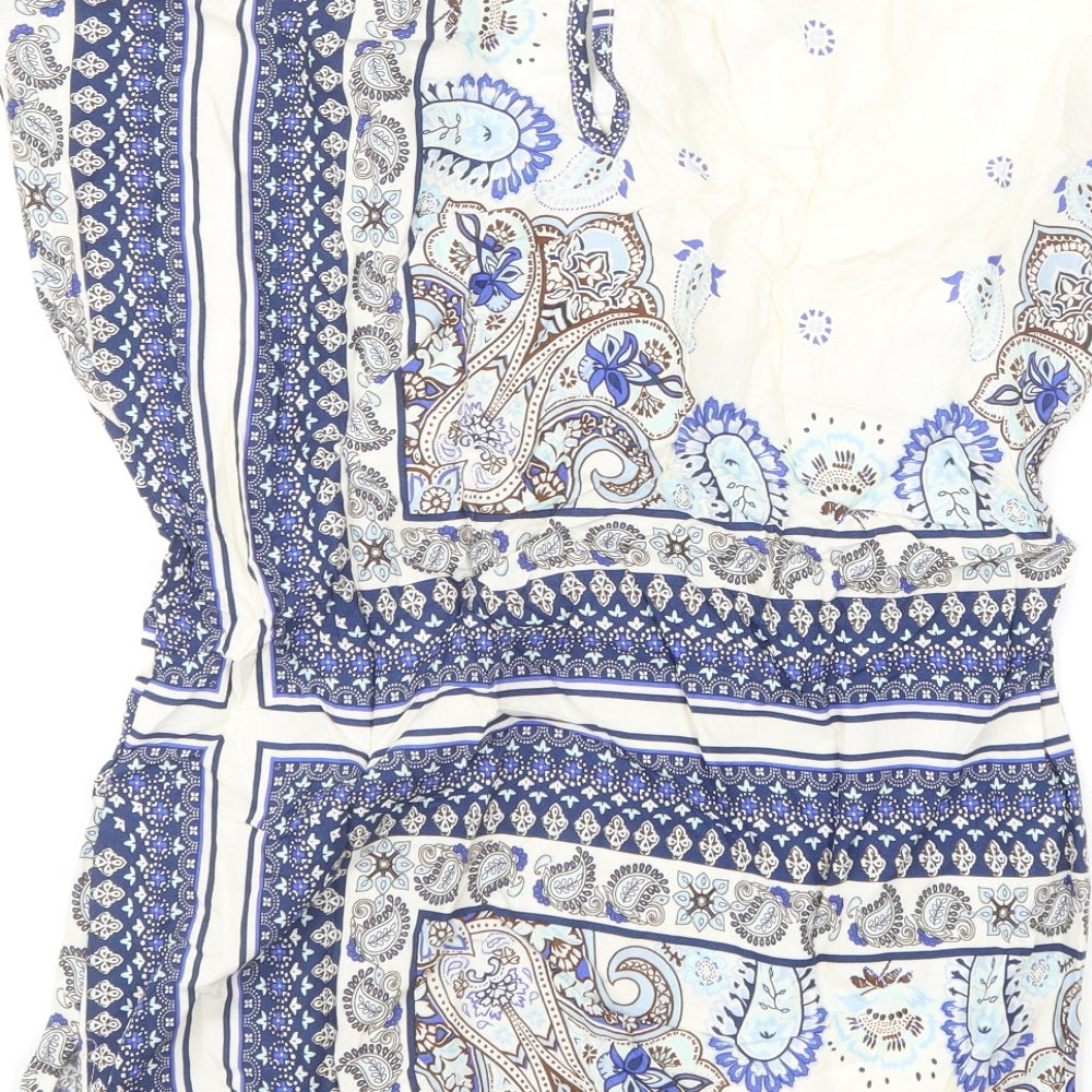 F&F Womens Black Paisley Viscose Basic Blouse Size 8 Round Neck