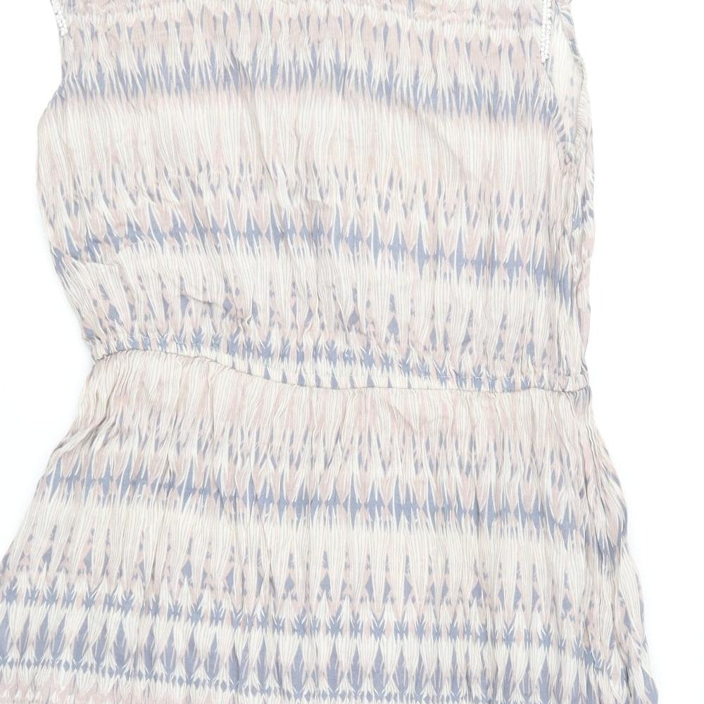 Dorothy Perkins Womens Multicoloured Geometric Viscose Skater Dress Size 14 Round Neck Button