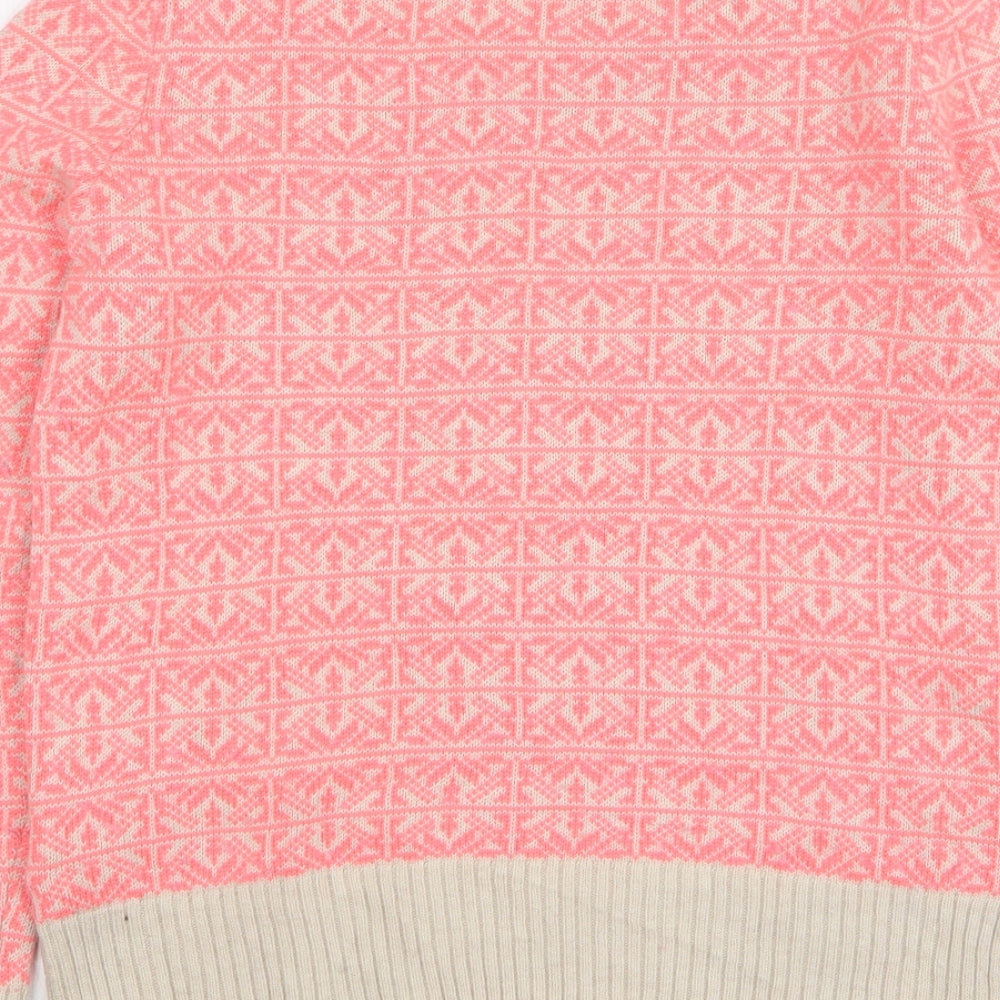 Gap Womens Pink Round Neck Geometric Nylon Pullover Jumper Size XS