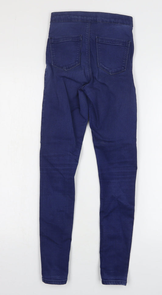Topshop Womens Blue Cotton Skinny Jeans Size 26 in L28 in Regular Button