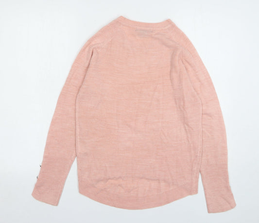 Primark Womens Pink Round Neck Acrylic Pullover Jumper Size 4