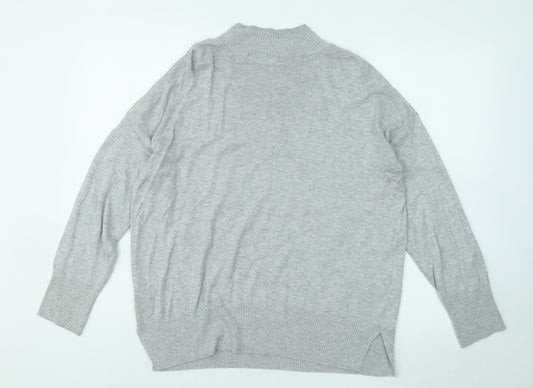 F&F Womens Grey Mock Neck Viscose Pullover Jumper Size 12