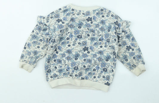 Matalan Girls Blue Floral Cotton Pullover Sweatshirt Size 2-3 Years