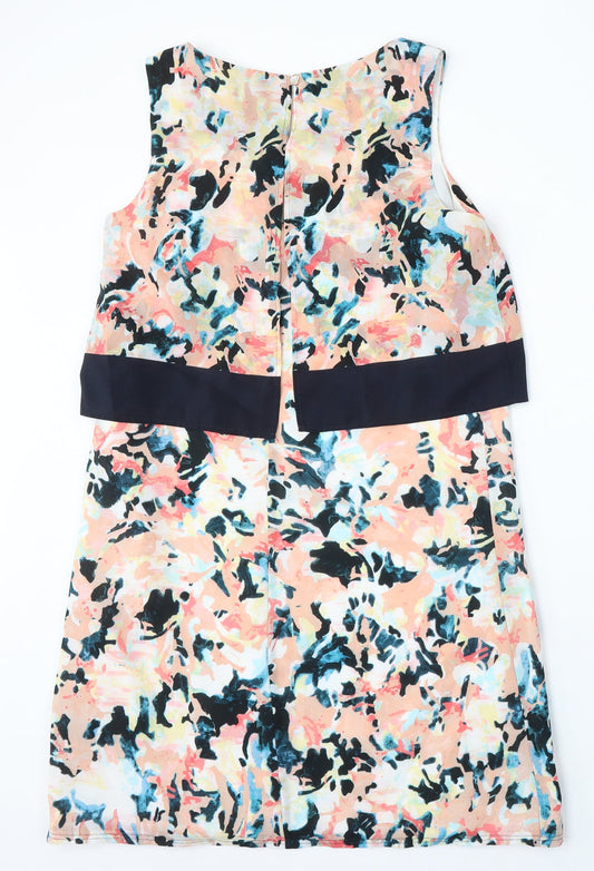 Gallery Womens Multicoloured Floral Polyester Shift Size 12 Round Neck Hook & Eye