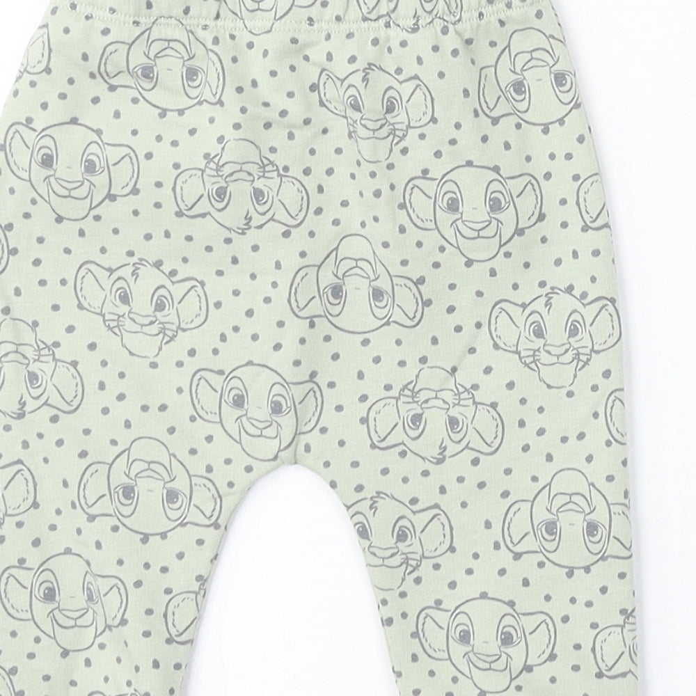 Disney Baby Boys Green Geometric Cotton Jogger Trousers Size 3-6 Months Pullover - The Lion King