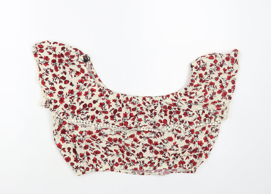 Womens UK Size 10 H&M Ivory Cropped Blouse