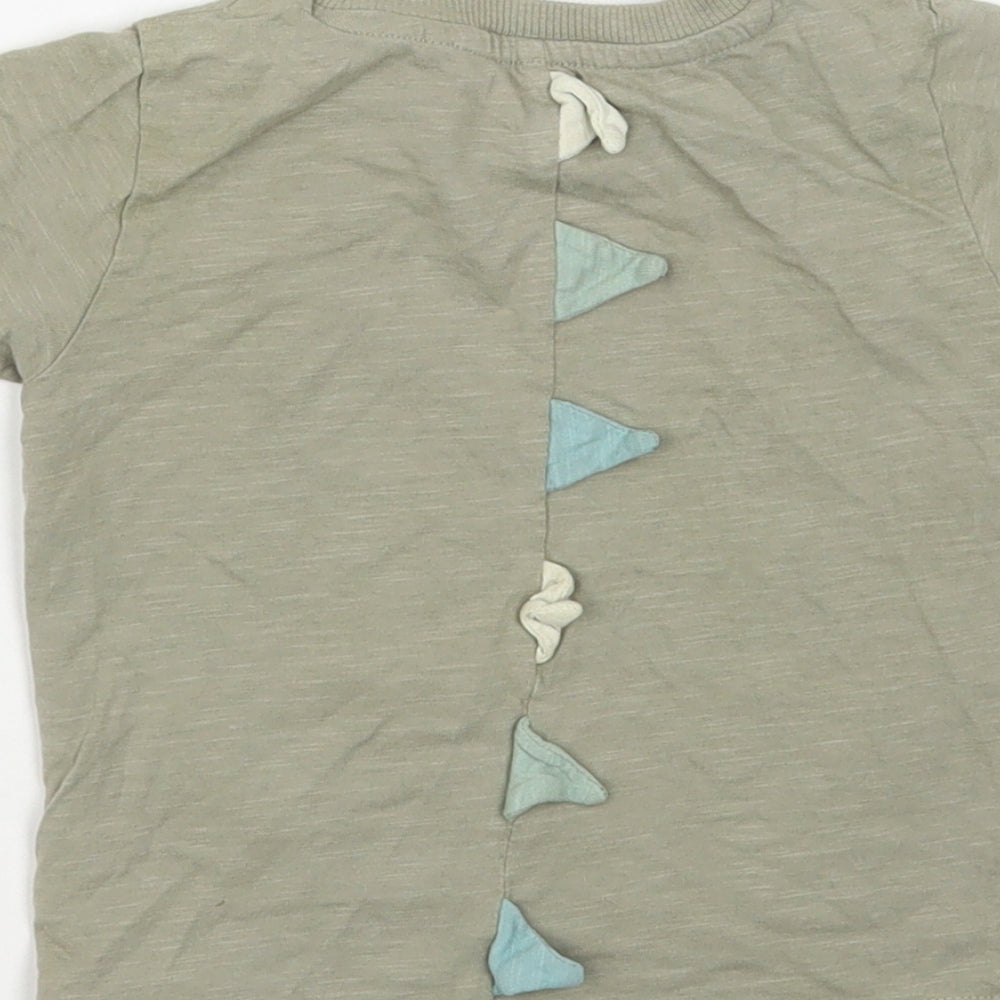 NEXT Baby Green Cotton Pullover T-Shirt Size 6-9 Months Crew Neck Pullover - Dinosaur
