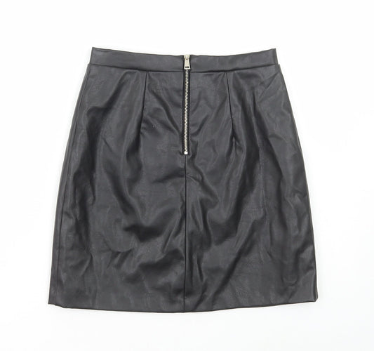 River Island Womens Black Polyester A-Line Skirt Size 8 Zip