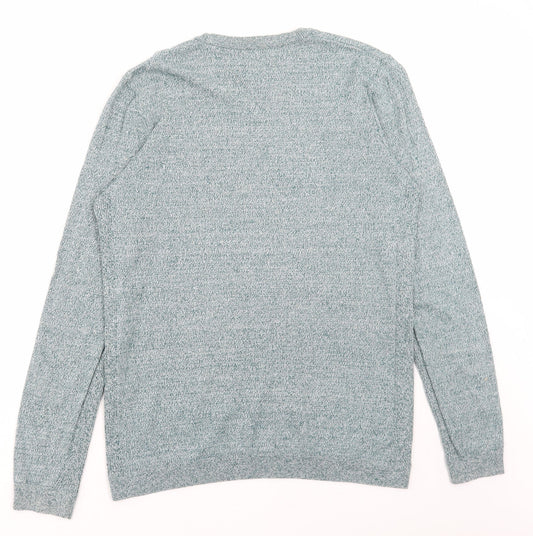 Topman Mens Green Round Neck Cotton Pullover Jumper Size M