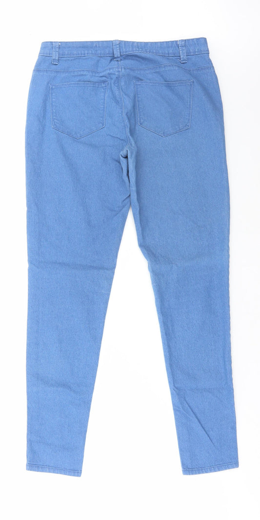 Denim & Co. Womens Blue Cotton Skinny Jeans Size 10 L28 in Regular Zip