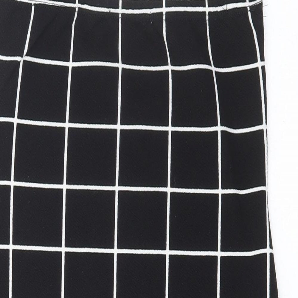 SheIn Womens Black Check Polyester Bodycon Size XS Square Neck Pullover