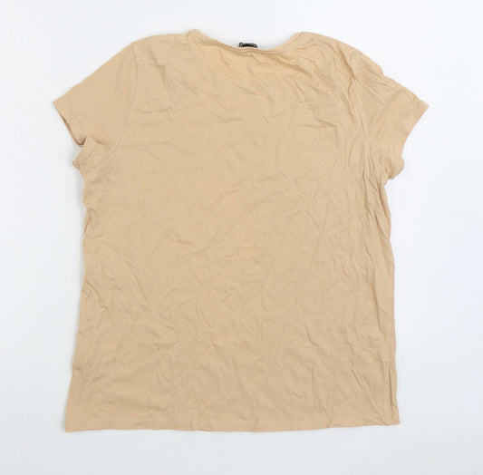 Primark Womens Orange 100% Cotton Basic T-Shirt Size 10 Round Neck - Potential