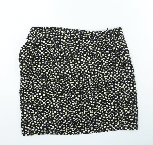 George Womens Black Geometric Polyester Mini Skirt Size 12 Zip