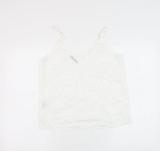 SheIn Womens White Floral Polyester Camisole Tank Size S V-Neck