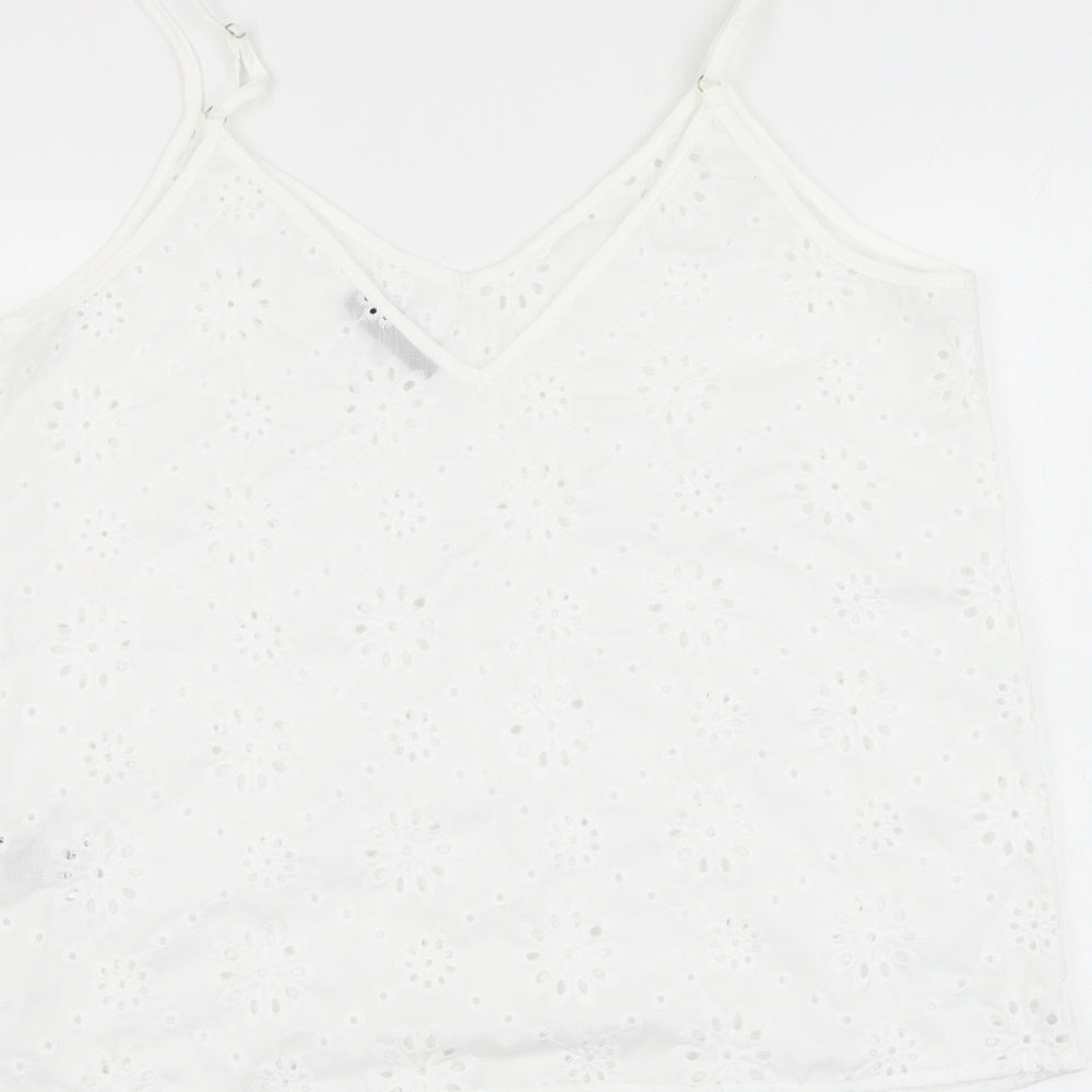 SheIn Womens White Floral Polyester Camisole Tank Size S V-Neck