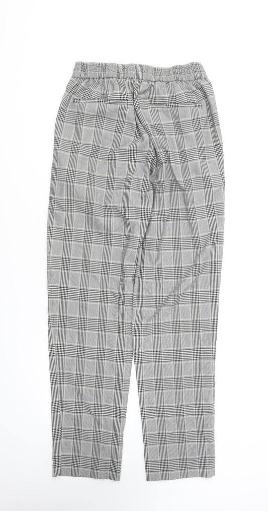 River Island Womens Grey Plaid Cotton Trousers Size 32 in L32 in Regular Hook & Loop