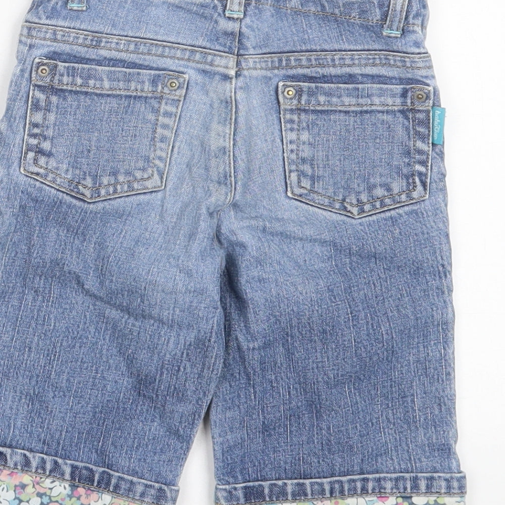 Gap Girls Blue Floral Cotton Cropped Jeans Size 2 Years Regular Zip