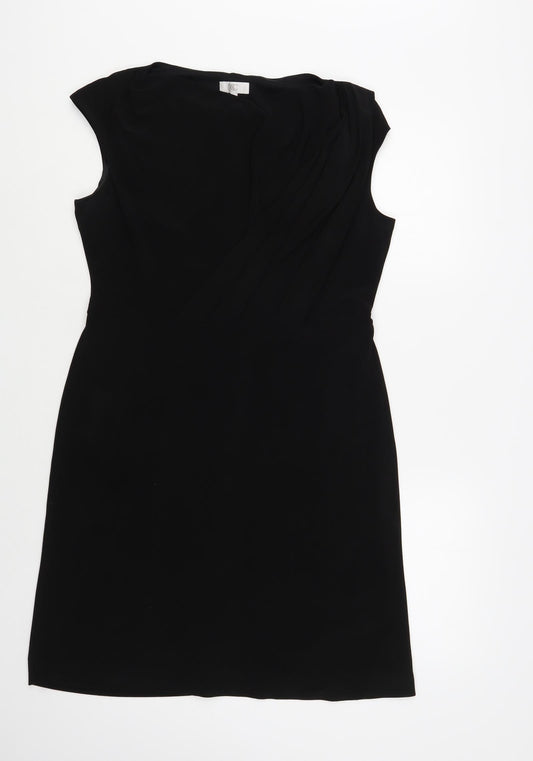 Country Casuals Womens Black Polyester A-Line Size M V-Neck Pullover