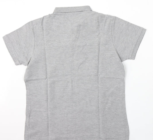Primark Mens Grey Cotton Polo Size L Collared Button