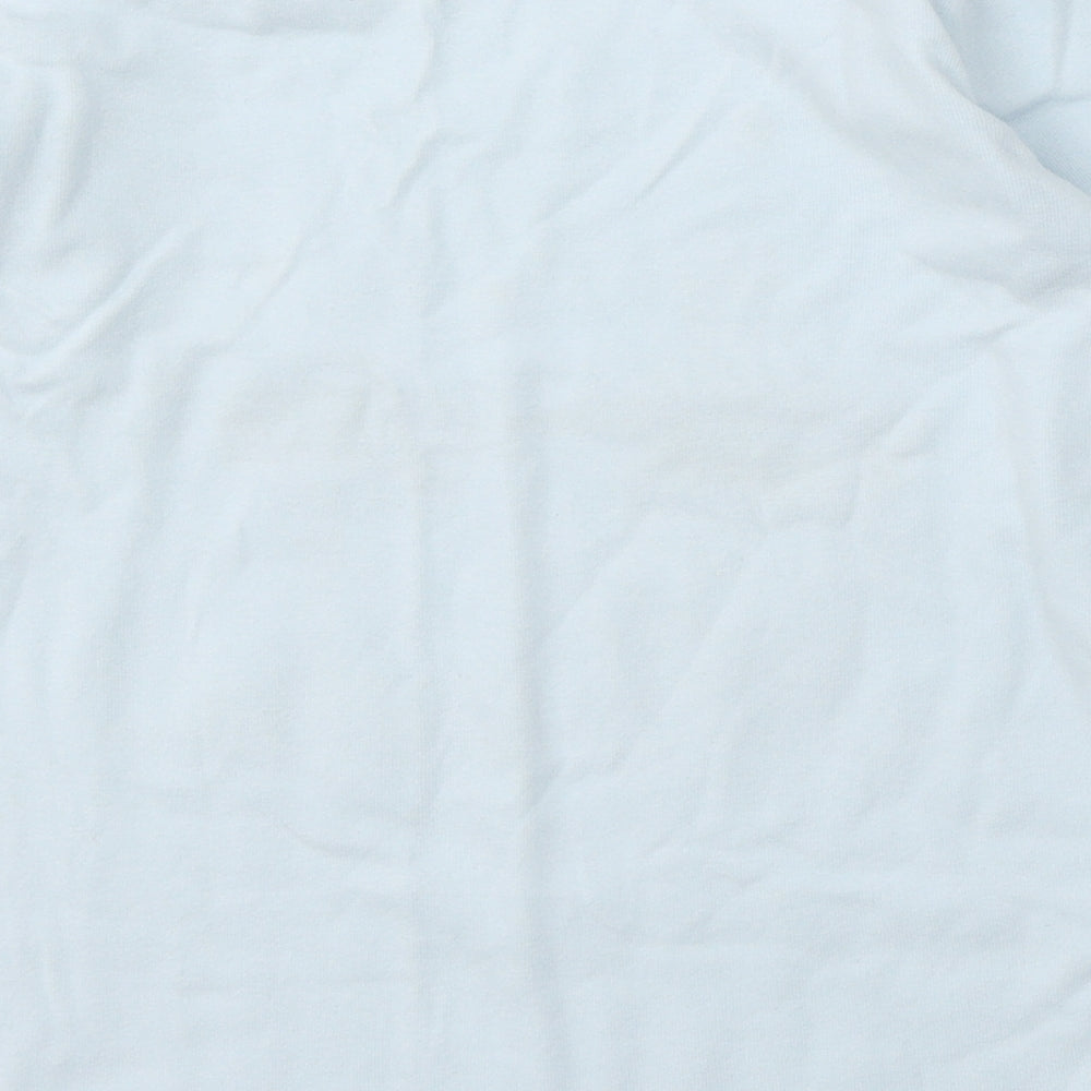 Leigh Tucker Girls Blue Cotton Basic T-Shirt Size 10-11 Years Round Neck - Christmas Snowman