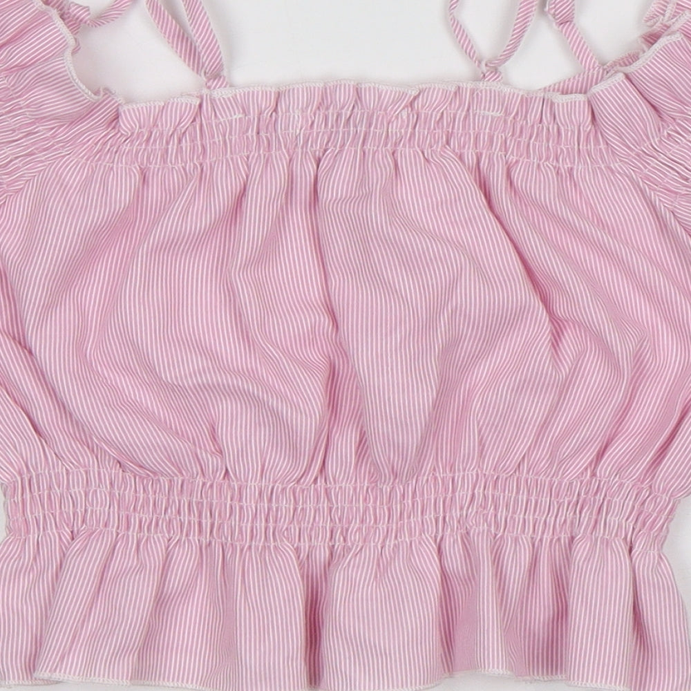 Womens UK Size 6 diffuse Pink Cropped T-Shirt