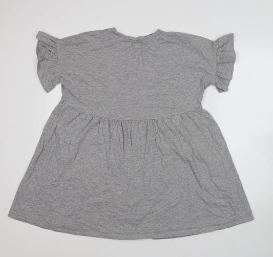 New Look Womens Grey Cotton T-Shirt Dress Size 12 Round Neck