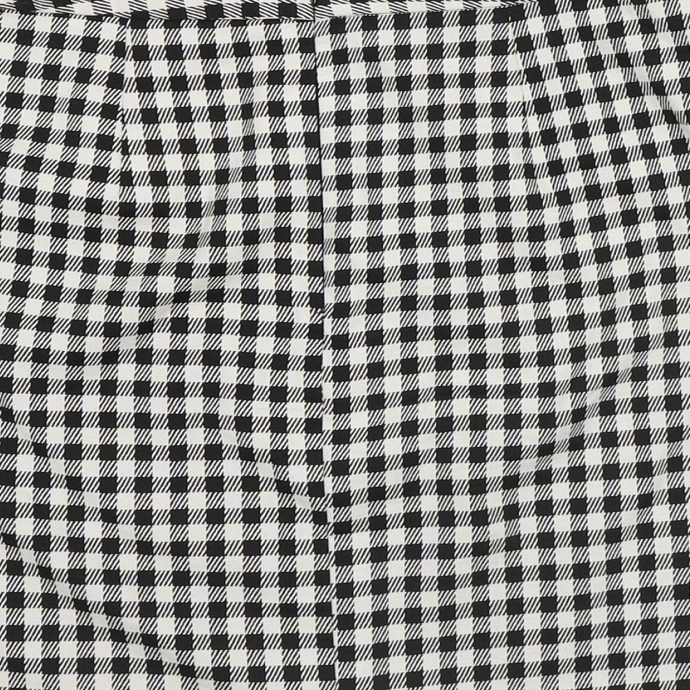 Papaya Womens White Check Polyester A-Line Skirt Size 10 Regular Zip