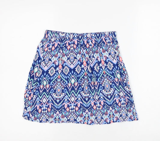 Divided by H&M Womens Blue Geometric Viscose Mini Skirt Size 6