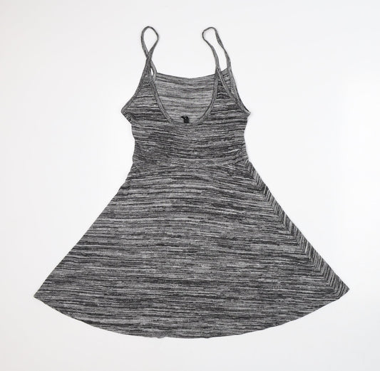 Divided by H&M Womens Grey Viscose Skater Dress Size S Round Neck