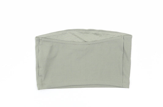 Primark Womens Green Polyester Cropped T-Shirt Size XS Off the Shoulder - Ribbed Bandeau