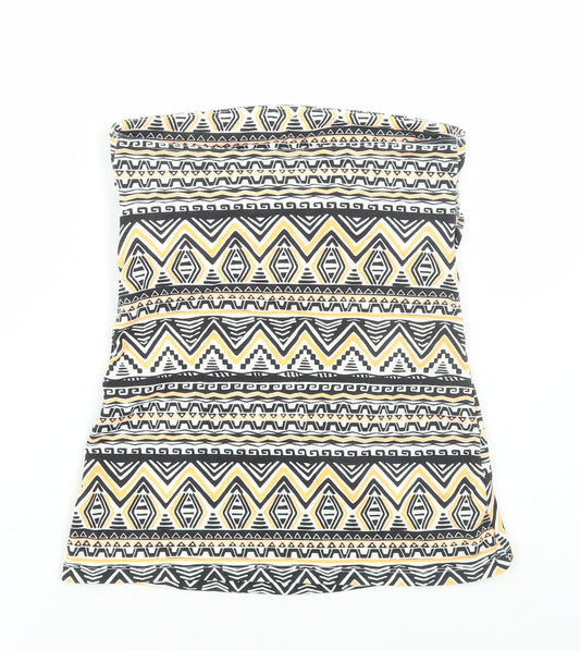 Matalan Womens Multicoloured Geometric Cotton Basic T-Shirt Size 8 Off the Shoulder - Tube Top