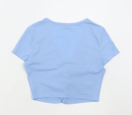 SheIn Womens Blue Polyester Cropped T-Shirt Size XS V-Neck
