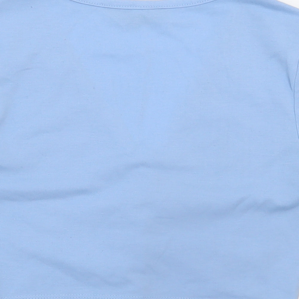 SheIn Womens Blue Polyester Cropped T-Shirt Size XS V-Neck