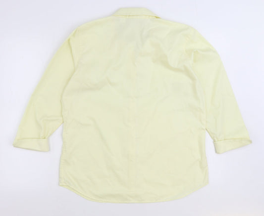 Liz Claiborne Womens Yellow 100% Cotton Basic Button-Up Size 10 Collared
