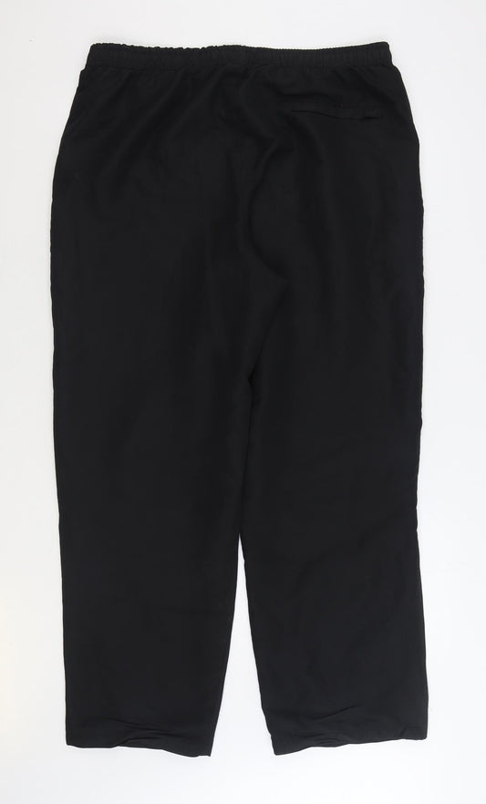 Dunnes Stores Mens Black Polyester Jogger Trousers Size 2XL L32 in Regular Snap